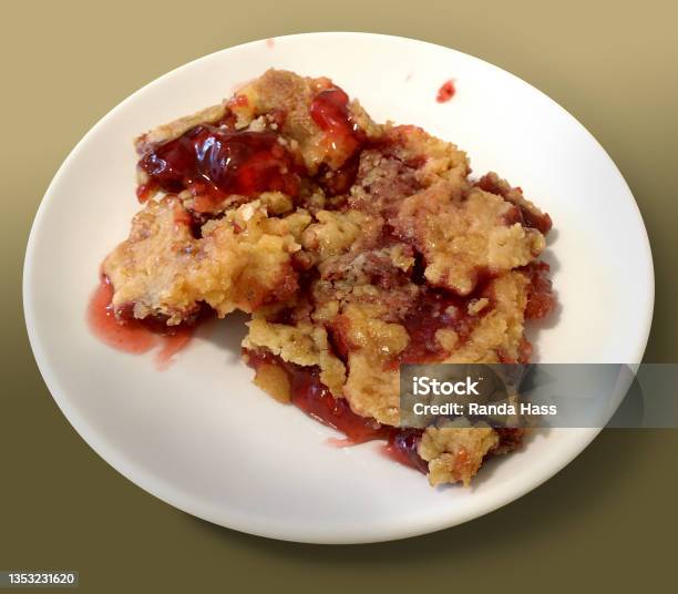 Baked Cherry Crumble Pie Stock Photo - Download Image Now - Baked, Baked Pastry Item, Baking