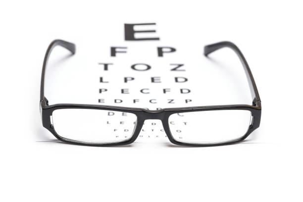 istock glasses in front of vision test 1353232460