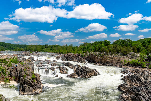 istock Raging Potomac River cascades over rocks with cloudy sky 1353232923