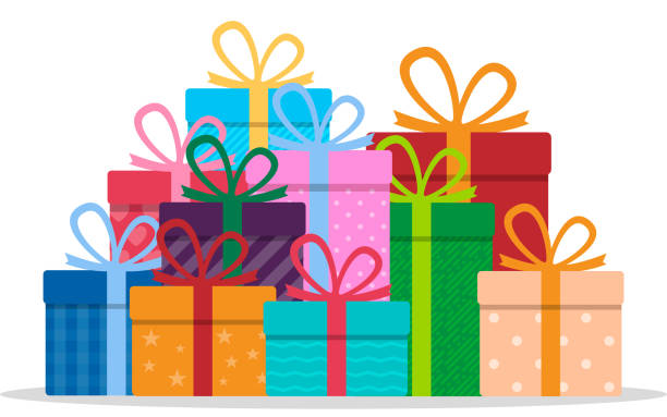 Gift box stack or pile. Vector illustration. Gift box stack or pile. Vector illustration. Eps 10. gift stock illustrations