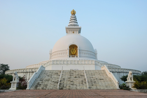 World Peace Pagoda in Lumbini, Nepal.