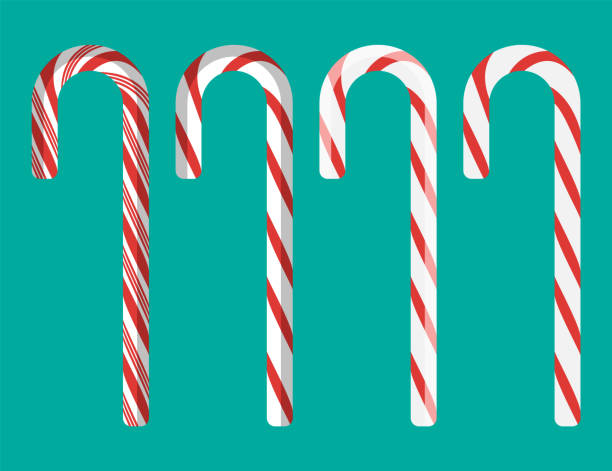 illustrations, cliparts, dessins animés et icônes de bonbons en bâton rayé de noël. icône de la canne à bonbons de noël. illustration vectorielle. - candy cane