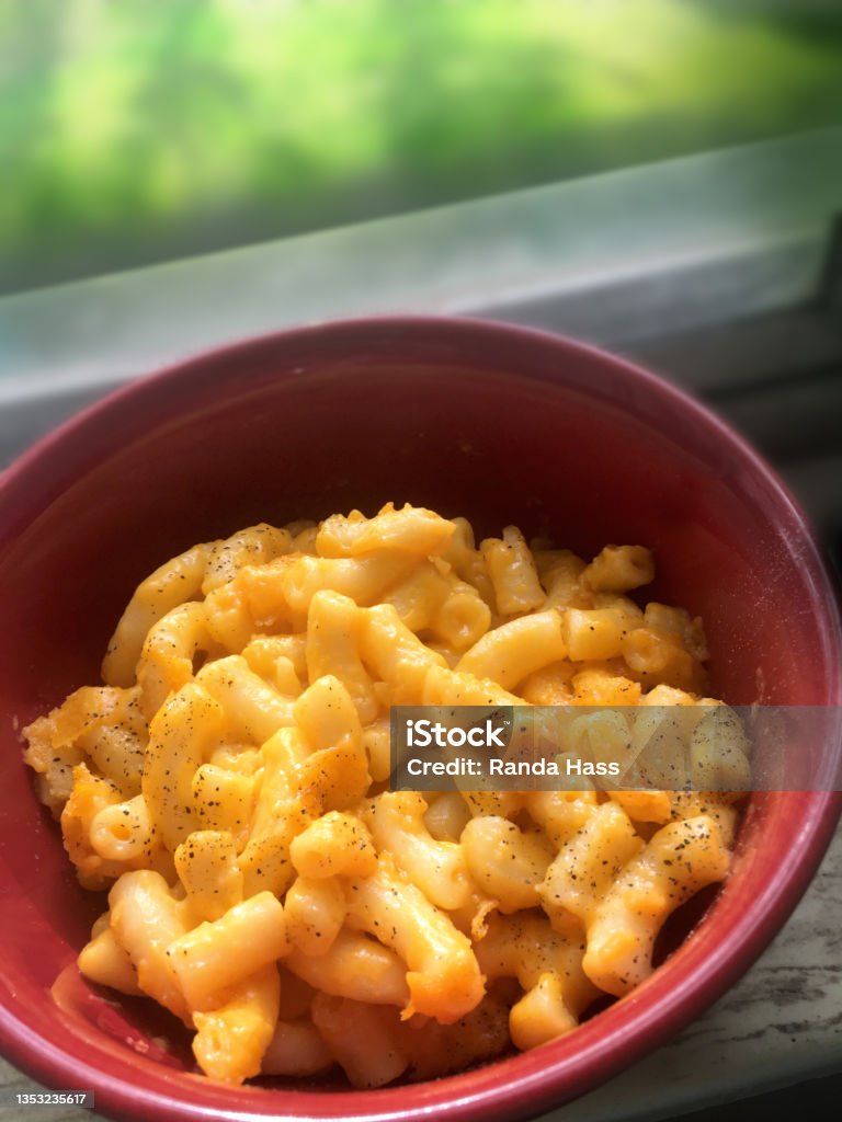 Mac and Cheese Macaroni and Cheese in Bowl American Culture Stock Photo