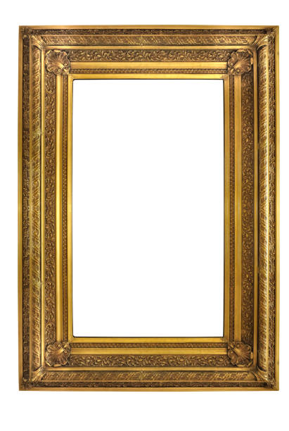 istock Old antique golden frame isolated on white background 1353236212