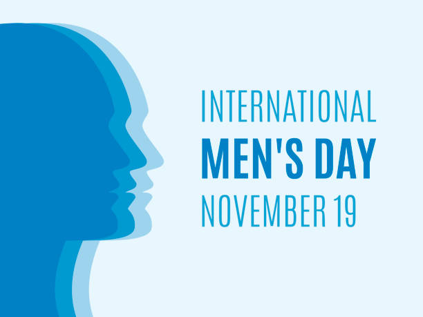 international men's day poster mit männlichem gesicht von profile vector - männertag stock-grafiken, -clipart, -cartoons und -symbole