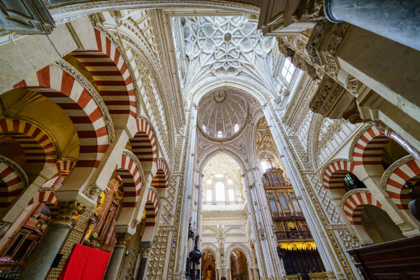 Catholic cathedral inside the cordoba mosque with its dome and Christian decoration.
