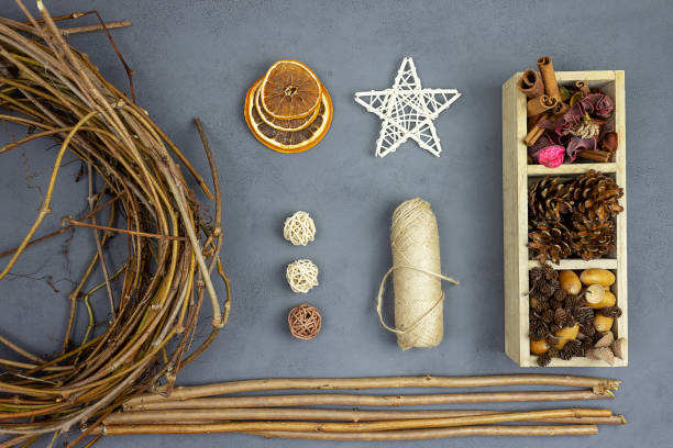 istock Step 1. Spruce with your own hands. Eco-style Christmas decor - materials for creating a festive Christmas tree. 1353237395