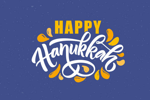 Vector illustration of lettering typography for Hanukkah Jewish holiday. Icon, badge, poster, banner signature Happy Hanukkah. Template for hanukkah postcard, invitation, card Vector illustration of lettering typography for Hanukkah Jewish holiday. Icon, badge, poster, banner signature Happy Hanukkah. Template for hanukkah postcard, invitation, card. hanukkah stock illustrations