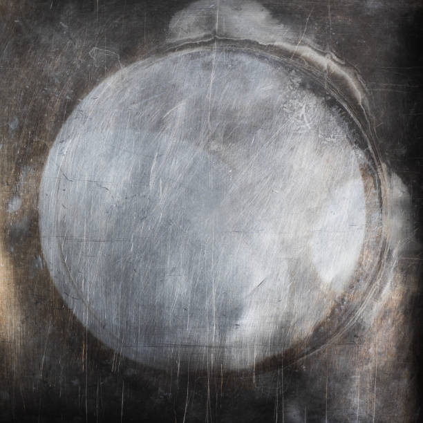istock Metal texture with circle burn mark and scratches 1353238795