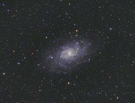 The Triangulum Galaxy is a spiral galaxy 2.73 million light-years from Earth in the constellation Triangulum. It is catalogued as Messier 33 or NGC 598. The Triangulum Galaxy is the third-largest member of the Local Group of galaxies, behind the Andromeda Galaxy and the Milky Way.