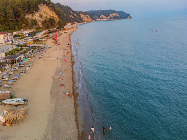 istock Evening view from a height on the seashore 1353243024