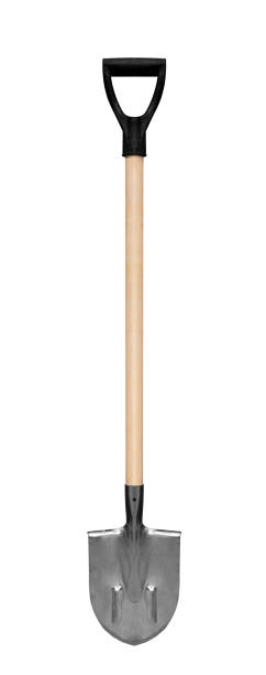 istock Shovel with wooden handle isolated on white 1353243825