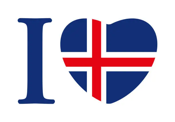 Vector illustration of I love Iceland. Card or banner