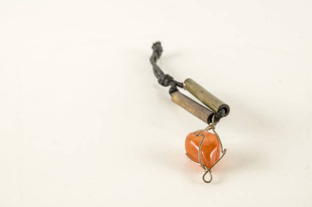 Close-up of key ring Object on a White Background