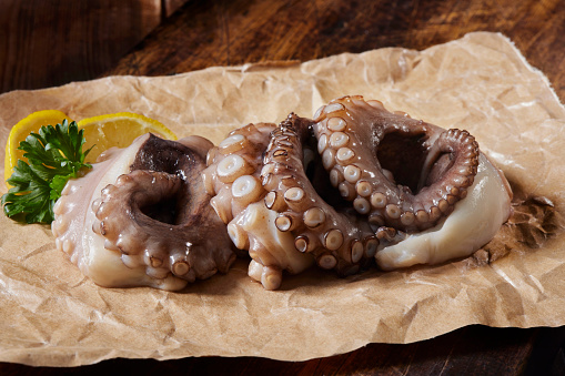 Raw Octopus  on Butcher Paper