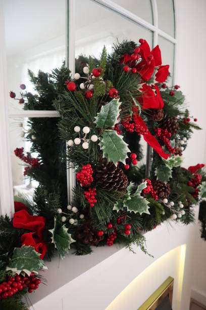 istock Fire place decorated for Christmas 1353249313