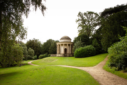 Landscape image of the Temple of Ancient Virtue in stowe garden