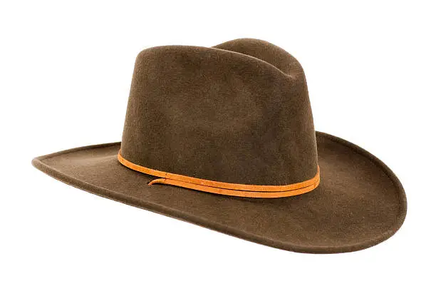 Close-up of cowboy hat isolated on white.