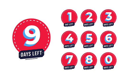 Number of days left. Stickers and banners timer pack.