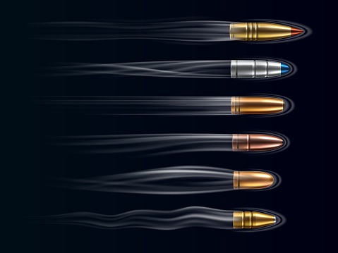 Trace Rounds Flying Bullet Traces Realistic Pistol Projectiles Weapon Shot Visible ...