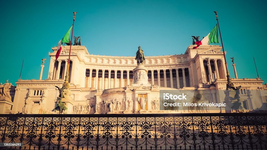 The Victor Emmanuel II National Monument in Rome, Italy Amphitheater Stock Photo