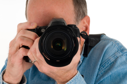 Photographer isolated on a white background.