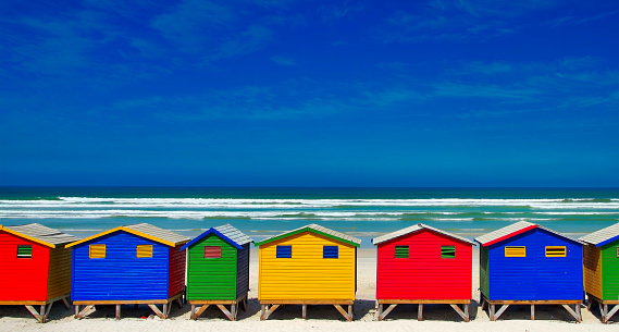 Colourful Beach Houses in Muizenberg, South Africa