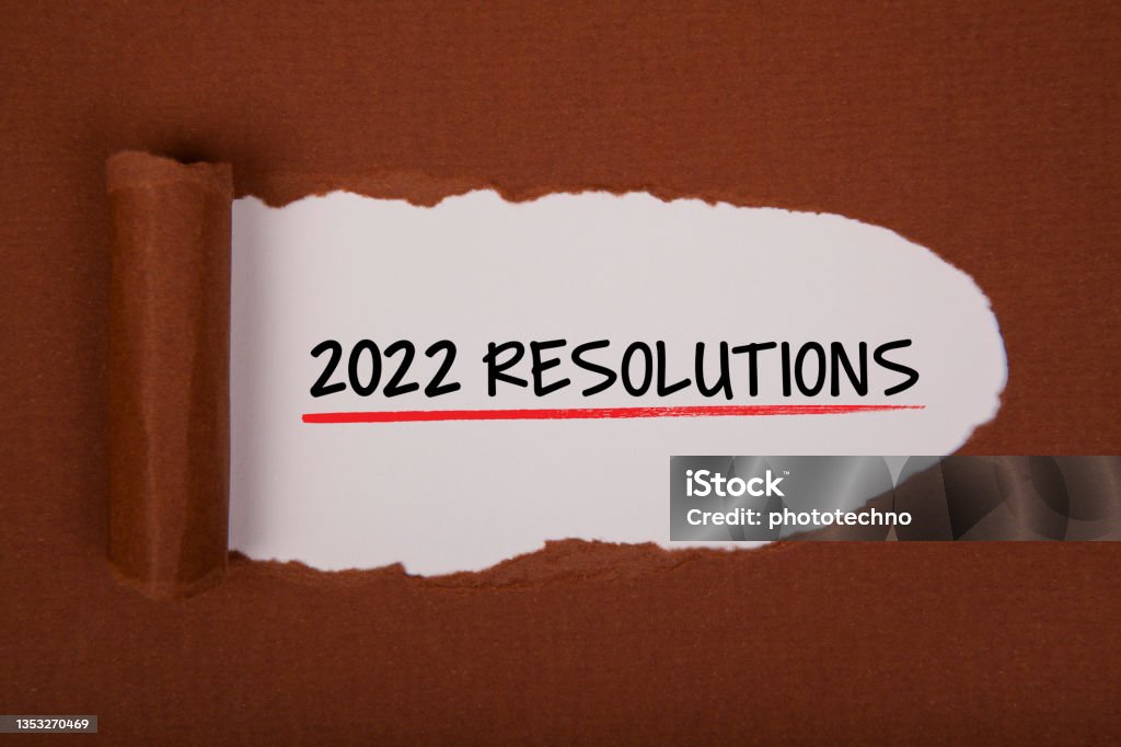 Torn Paper With New Year 2022 Resolutions On White Background New Year Resolution Stock Photo