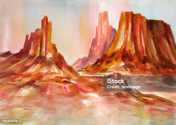 Magnifici Monumenti - Immagini vettoriali stock e altre immagini di Red Rock - Red Rock, Dipinto, Dipinto ad acquerelli