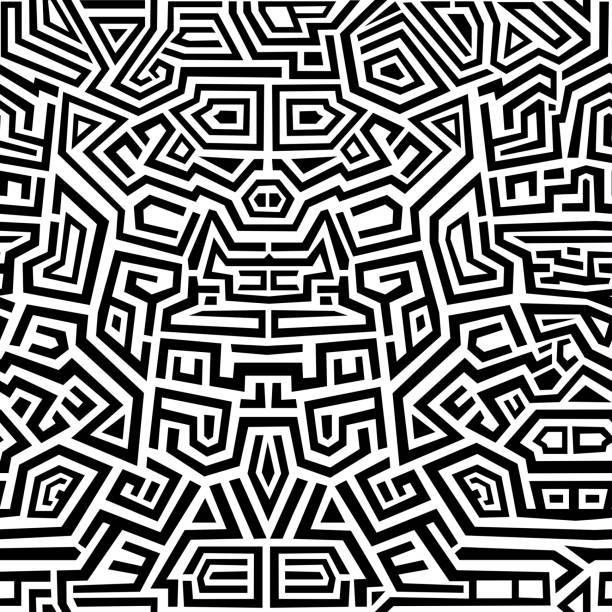 Vector graphics abstract geometric pattern of the maze. Seamless pattern in ethnic style. Vector graphics abstract geometric pattern of the maze. Seamless pattern in ethnic style. inca stock illustrations