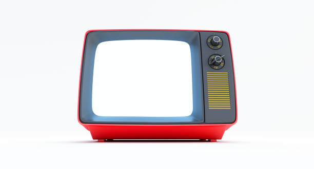 istock Stylish red retro TV isolated on white background, 3d render 1353274123