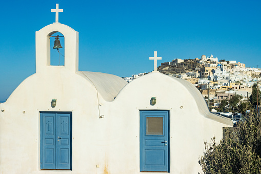 Chapel near Pyrgos Kallistis on Santorini in South Aegean Islands, Greece
