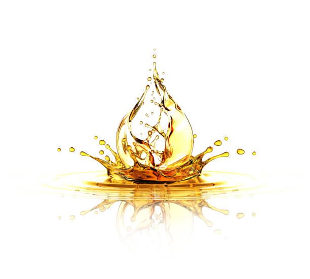 oil splash in the form of a drop. on the oil - oil imagens e fotografias de stock
