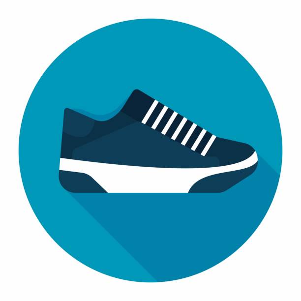 illustrazioni stock, clip art, cartoni animati e icone di tendenza di icona sports shoe flat - scarpe di tela