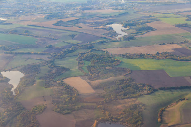 istock Aerial view of the fields and river 1353281384
