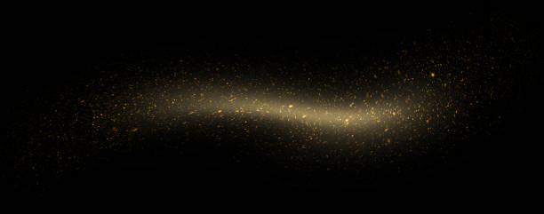 Glittery Particles over Black Background stock photo