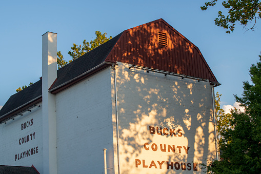New Hope, USA - September 18, 2021. Bucks County Playhouse at Sunset, New Hope, Pennsylvania, USA