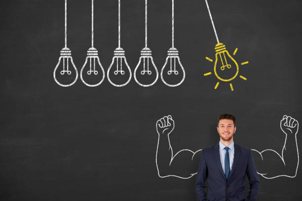 istock New idea concepts with light bulbs over human head on a chalkboard background 1353289271