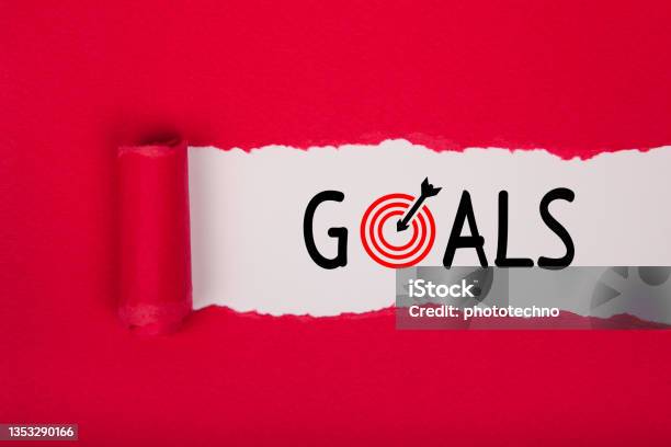 Torn Paper With Goals On White Background Stock Photo - Download Image Now - Strategy, Order, Business Strategy