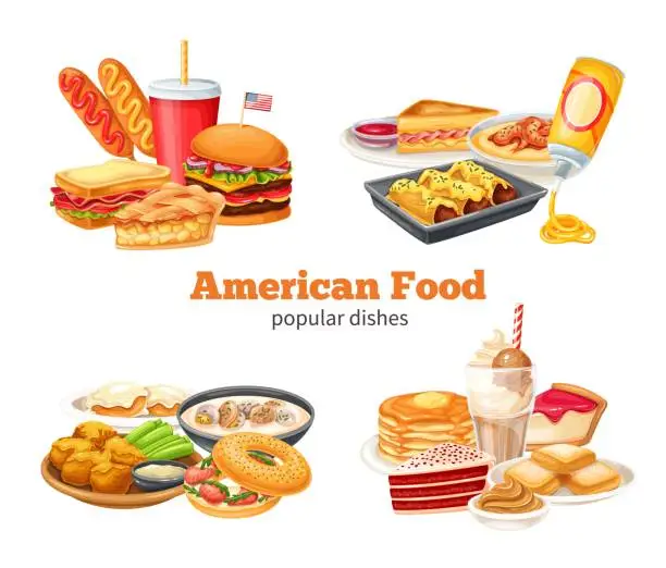 Vector illustration of American food con