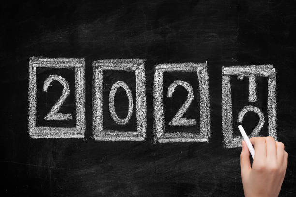 istock Counter on blackboard showing New Year 2022 1353292064