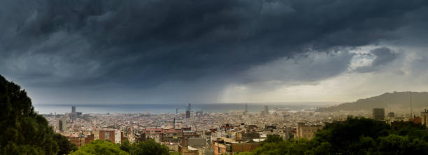 Thunderstorm over Barcelona stock photo