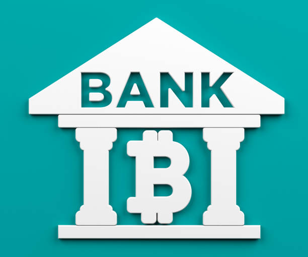 istock White-colored Bitcoin symbol and bank icon. 1353294541