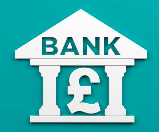 istock White-colored Pound symbol and bank icon. 1353294545