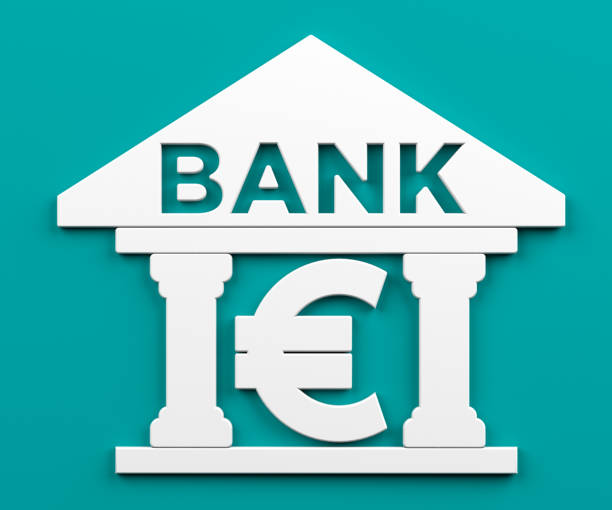 istock White-colored Euro symbol and bank icon. 1353294548