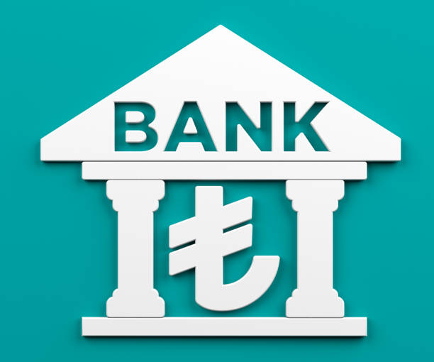 istock White-colored Turkish Lira symbol and bank icon. 1353294559