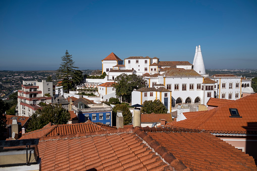 A view of roofs of the buildings in the historic part of Sintra, Portugal.