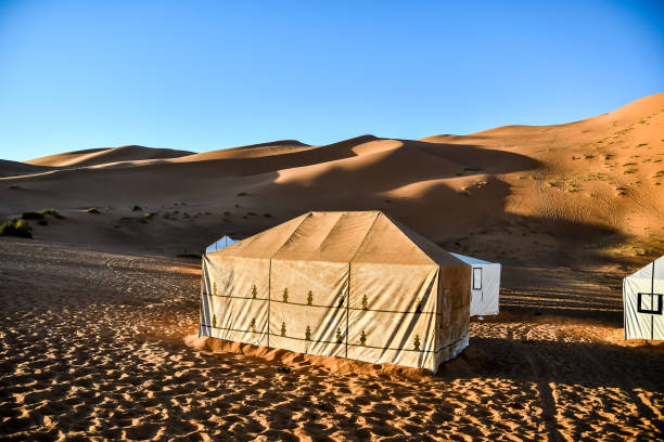 istock tent in the desert, photo as background 1353296984