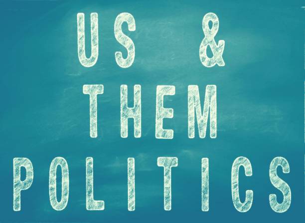 istock Us and Them Politics in Chalkboard Lesson Style for a Learning Concept 1353301264