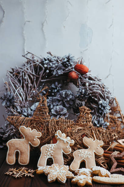 istock Christmas composition with gingerbread cookies 1353302038